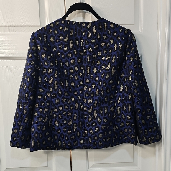 Anne Klein Vintage Long Sleeve  Animal Print Metallic Open Jacket XL - Picture 7 of 15